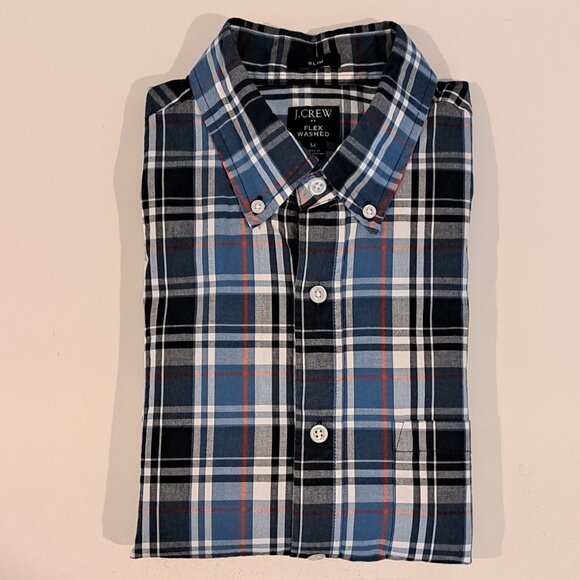J. crew Men's Medium Slim Fit Flex Washed Long Sleeve Plaid Shirt Style #BB716 - Picture 7 of 14